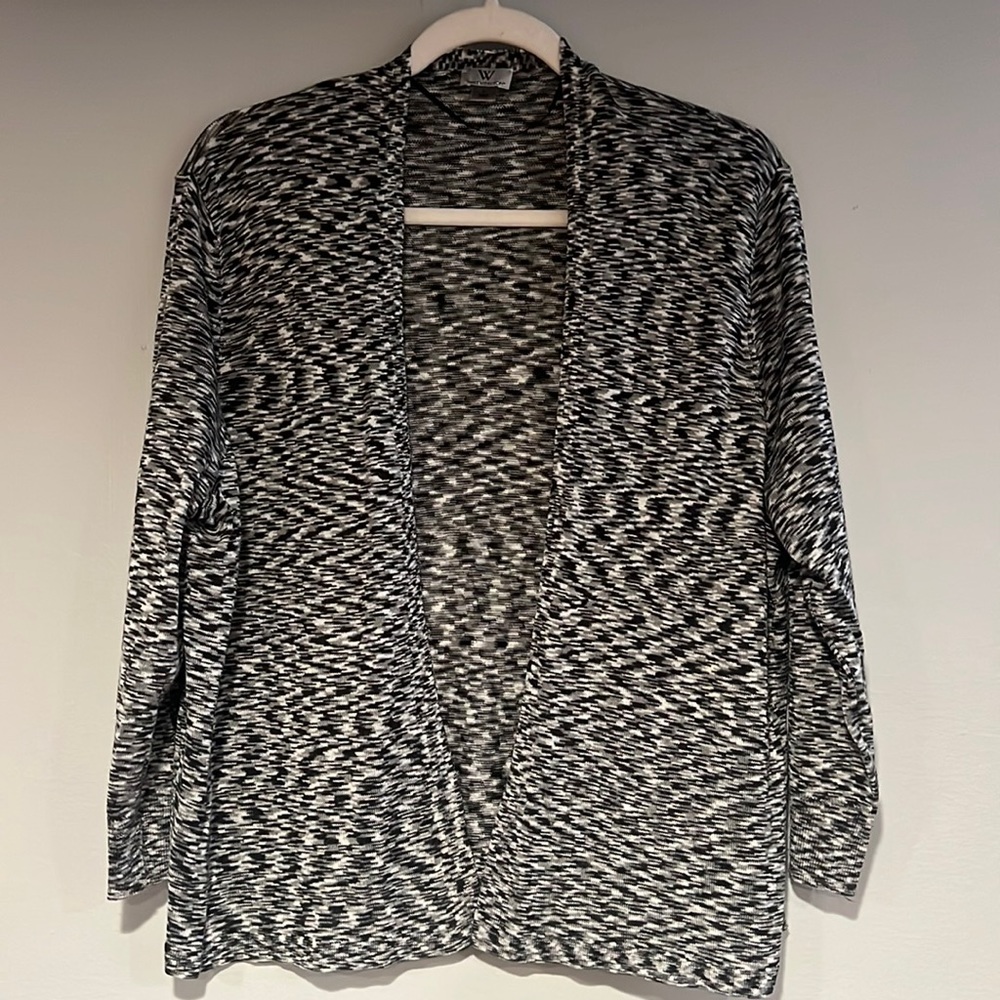 Worthington Black and White Space Dye Lightweight Cardigan
